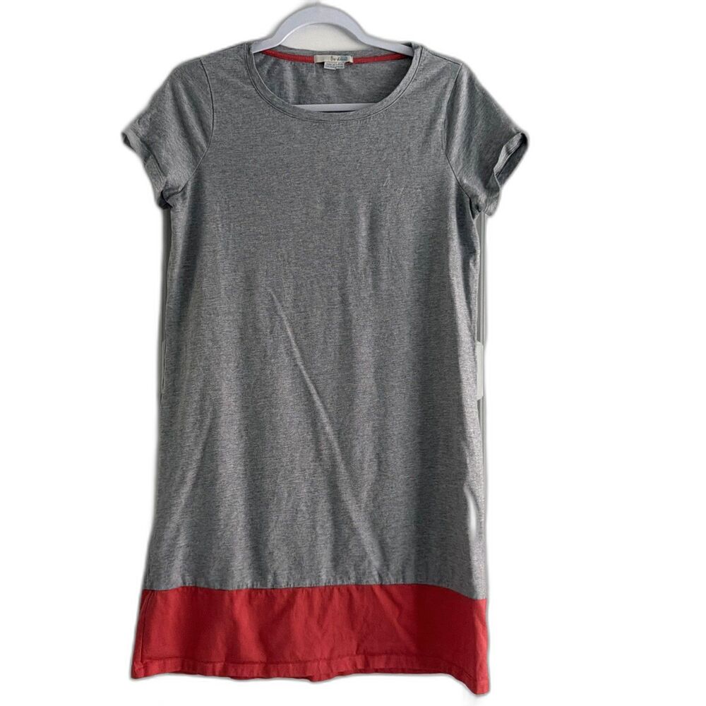 Casual Grey Short-Sleeve Dress with Orange